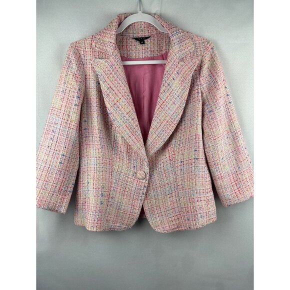 S & D Womens Medium Multicolor Tweed Blazer Jacket - Picture 1 of 4